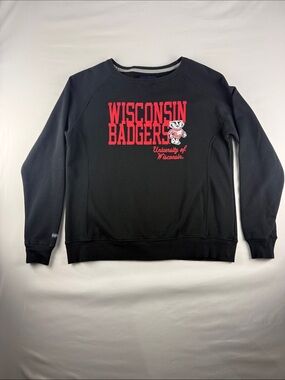 Jansport Wisconsin Badgers Black Sweatshirt Graphic Pullover XL Red NCAA
